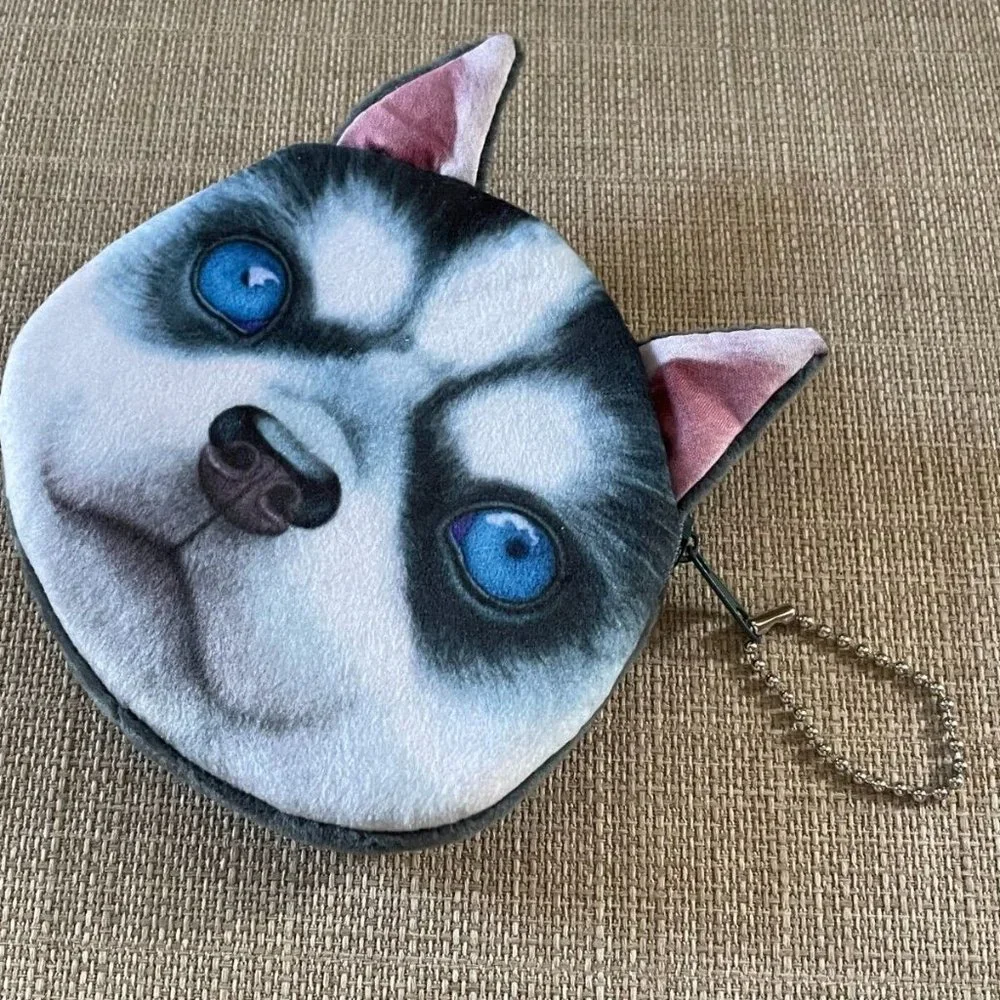 Coin Purse Dog Face Print Zip Small Coin Wallet Mini Pouch New